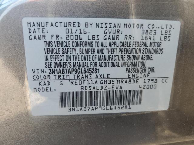 3N1AB7AP9GL645281 - 2016 NISSAN SENTRA S GRAY photo 13