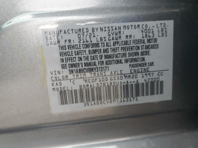 3N1AB8CV8MY313171 - 2021 NISSAN SENTRA SV GRAY photo 12