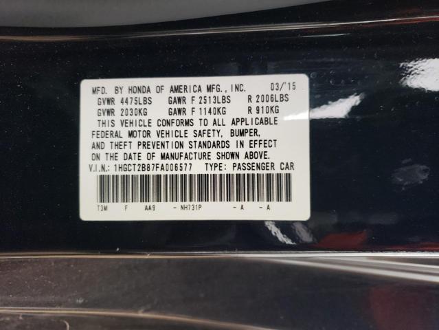 1HGCT2B87FA006577 - 2015 HONDA ACCORD EXL BLACK photo 13