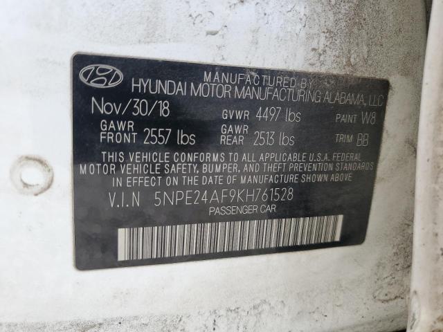 5NPE24AF9KH761528 - 2019 HYUNDAI SONATA SE WHITE photo 12