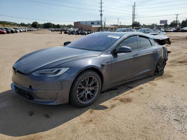 5YJSA1E65MF447181 - 2021 TESLA MODEL S GRAY photo 1