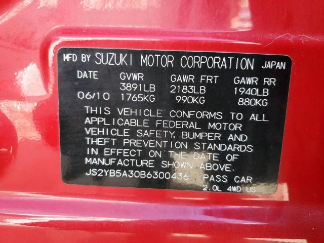 JS2YB5A30B6300436 - 2011 SUZUKI SX4 RED photo 13