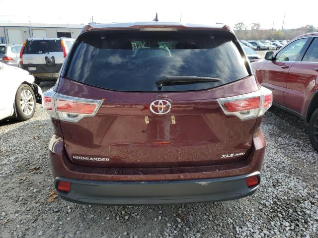 5TDJKRFH4GS305332 - 2016 TOYOTA HIGHLANDER XLE BURGUNDY photo 6