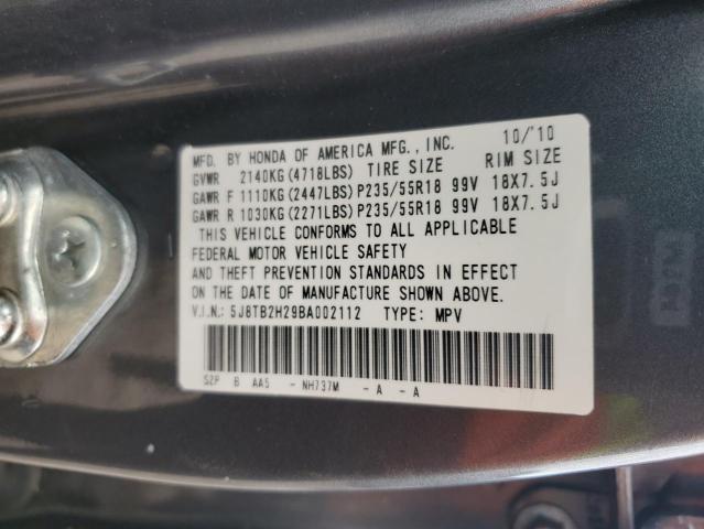 5J8TB2H29BA002112 - 2011 ACURA RDX GRAY photo 12