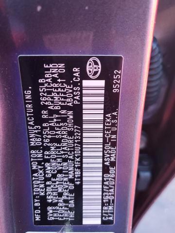 4T1BF1FK1DU713277 - 2013 TOYOTA CAMRY L GRAY photo 13