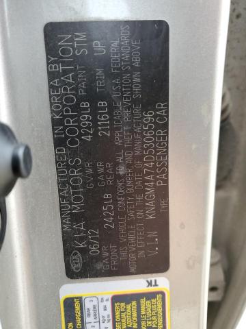 KNAGM4A74D5306596 - 2013 KIA OPTIMA LX SILVER photo 12