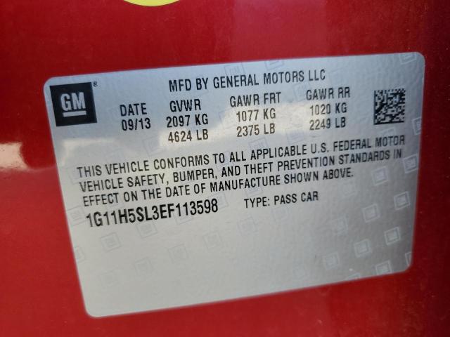 1G11H5SL3EF113598 - 2014 CHEVROLET MALIBU LTZ Qırmızı foto 12