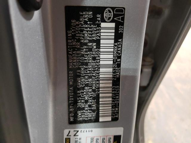 2T1KR32E67C648502 - 2007 TOYOTA COROLLA MA XR SILVER photo 12