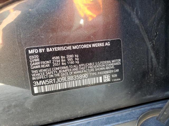 3MW5R1J09L8B35890 - 2020 BMW 330I GRAY photo 13