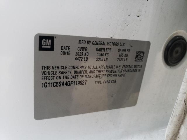 1G11C5SA4GF119927 - 2016 CHEVROLET MALIBU LIM LT Ақ фото 13