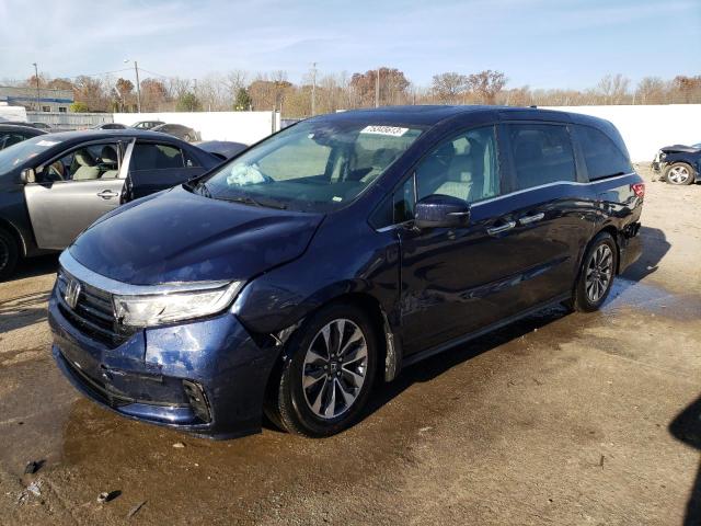 5FNRL6H79MB014375 - 2021 HONDA ODYSSEY EXL BLUE photo 1