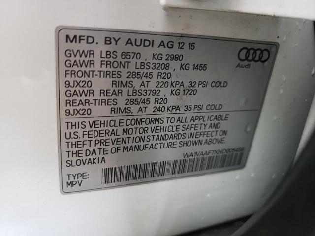 WA1VAAF7XHD005458 - 2017 AUDI Q7 PRESTIGE 白色 照片 14