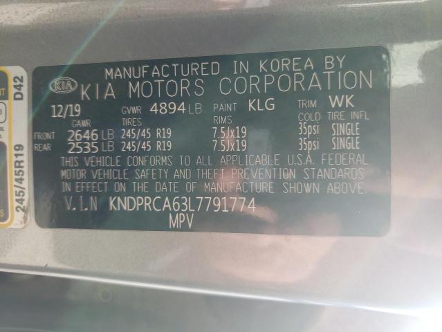 KNDPRCA63L7791774 - 2020 KIA SPORTAGE SX GRAY photo 12