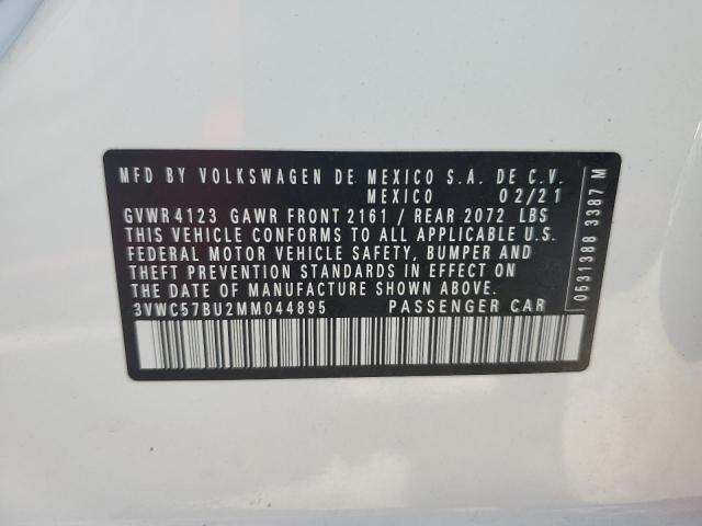 3VWC57BU2MM044895 - 2021 VOLKSWAGEN JETTA S WHITE photo 12