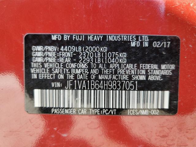 JF1VA1B64H9837051 - 2017 SUBARU WRX RED photo 13