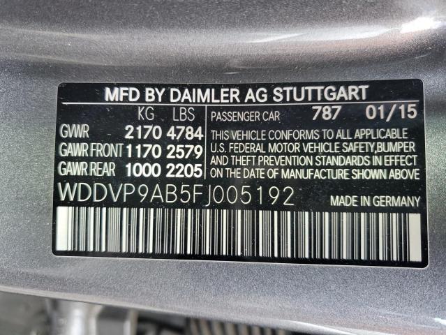 WDDVP9AB5FJ005192 - 2015 MERCEDES-BENZ B ELECTRIC GRAY photo 12