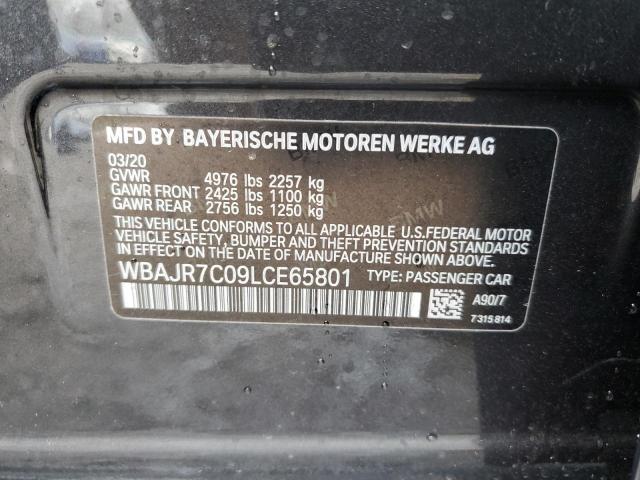 WBAJR7C09LCE65801 - 2020 BMW 530 XI GRAY photo 12