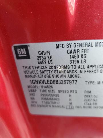 1GNKVLED6BJ267977 - 2011 CHEVROLET TRAVERSE LTZ RED photo 12