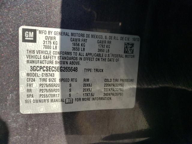 3GCPCSEC5EG265648 - 2014 CHEVROLET SILVERADO C1500 LTZ GRAY photo 12