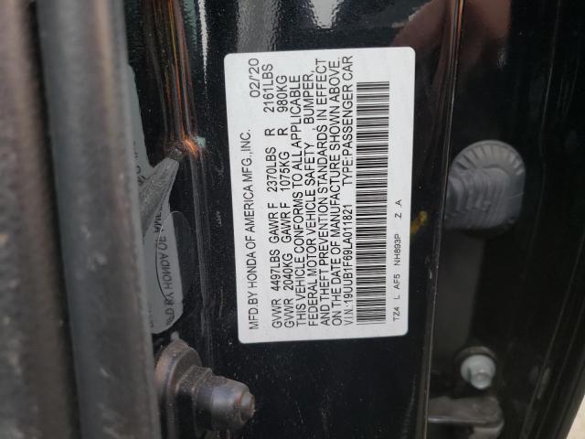 19UUB1F69LA011821 - 2020 ACURA TLX TECHNOLOGY შავი ფოტო 12