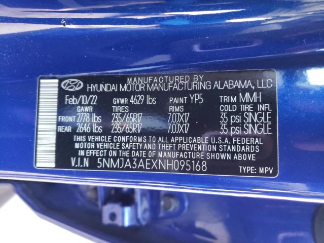 5NMJA3AEXNH095168 - 2022 HYUNDAI TUCSON SE BLUE photo 13