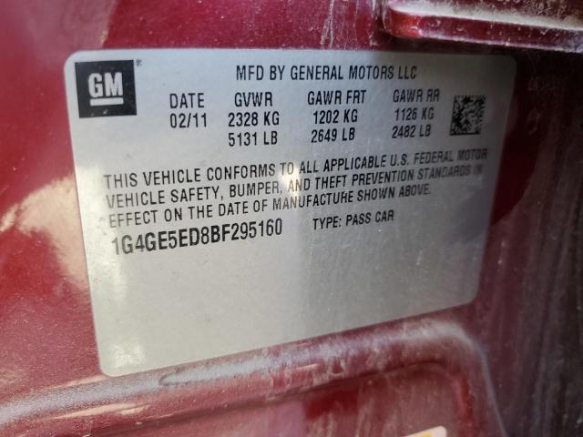 1G4GE5ED8BF295160 - 2011 BUICK LACROSSE CXS BURGUNDY photo 12