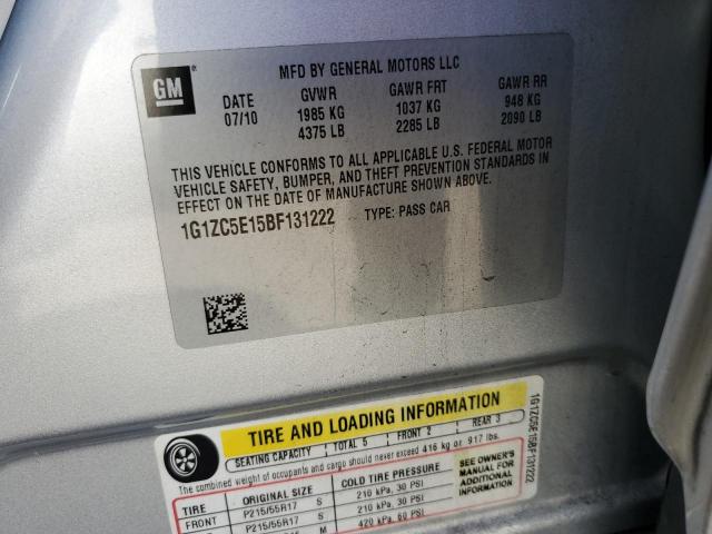 1G1ZC5E15BF131222 - 2011 CHEVROLET MALIBU 1LT Gümüş foto 12