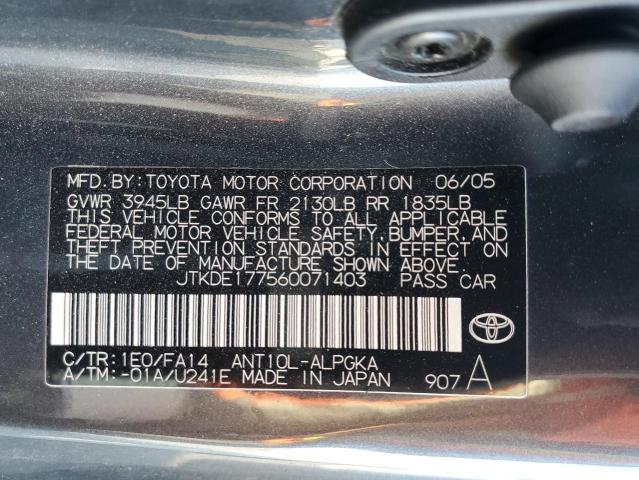 JTKDE177560071403 - 2006 TOYOTA SCION TC ნაცრისფერი ფოტო 12
