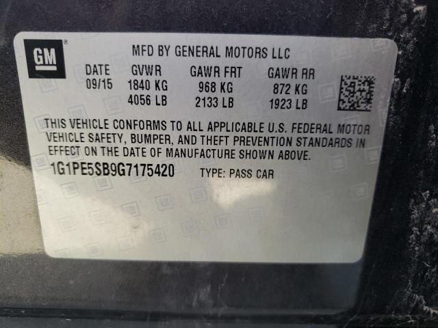 1G1PE5SB9G7175420 - 2016 CHEVROLET CRUZE LIMI LT GRAY photo 12