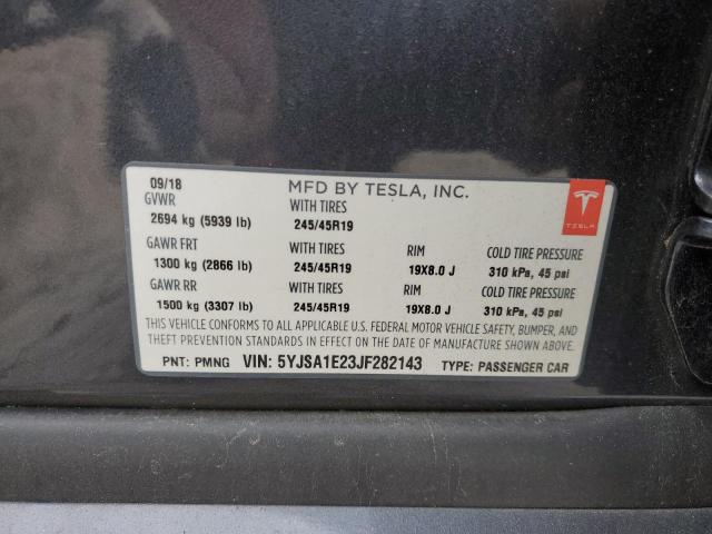 5YJSA1E23JF282143 - 2018 TESLA MODEL S Մոխրագույն լուսանկար 12