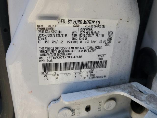 1FT8W3CTXGED47485 - 2016 FORD F350 SUPER DUTY WHITE photo 12