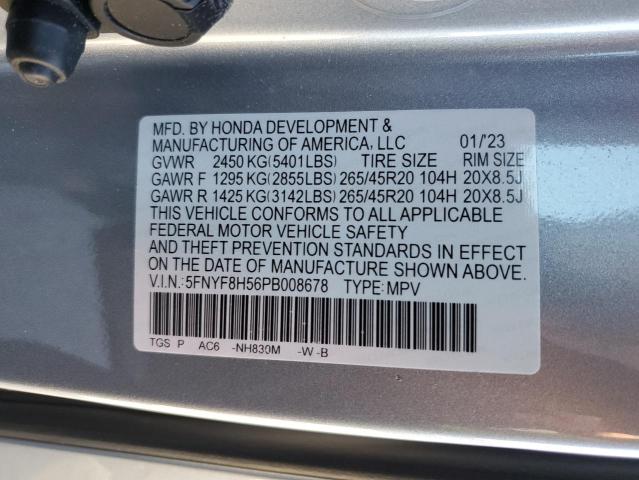 5FNYF8H56PB008678 - 2023 HONDA PASSPORT EXL SILVER photo 13