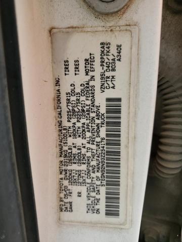 5TEGN92N93Z254176 - 2003 TOYOTA TACOMA DOUBLE CAB PRERUNNER WHITE photo 12