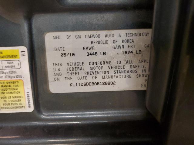 KL1TD6DE8AB128882 - 2010 CHEVROLET AVEO LS Yaşıl foto 13