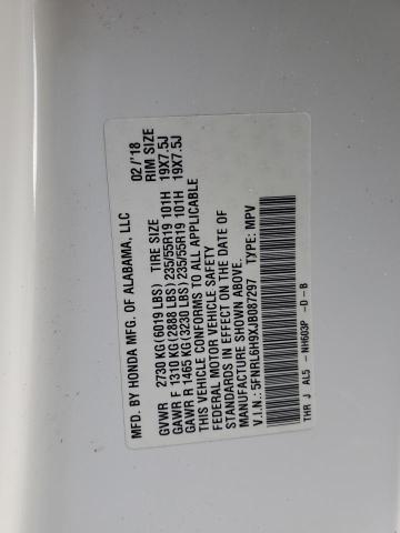 5FNRL6H9XJB087297 - 2018 HONDA ODYSSEY ELITE أبيض صورة 13