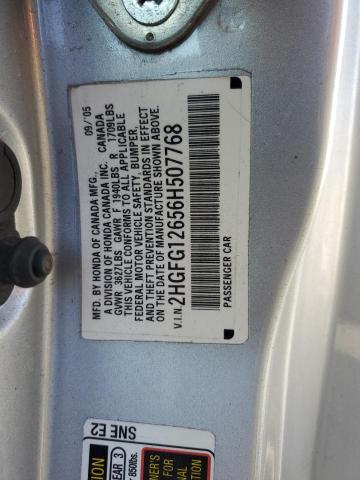 2HGFG12656H507768 - 2006 HONDA CIVIC LX SILVER photo 12