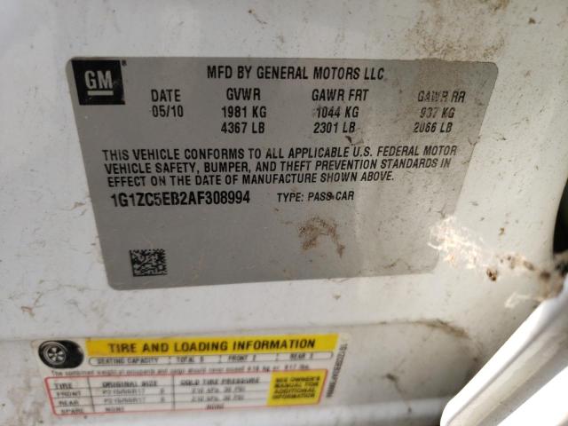 1G1ZC5EB2AF308994 - 2010 CHEVROLET MALIBU 1LT 白色 照片 12