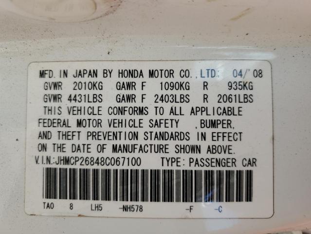 JHMCP26848C067100 - 2008 HONDA ACCORD EXL WHITE photo 13