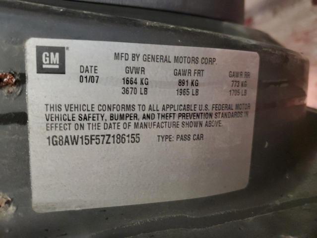 1G8AW15F57Z186155 - 2007 SATURN ION LEVEL 3 SILVER photo 12
