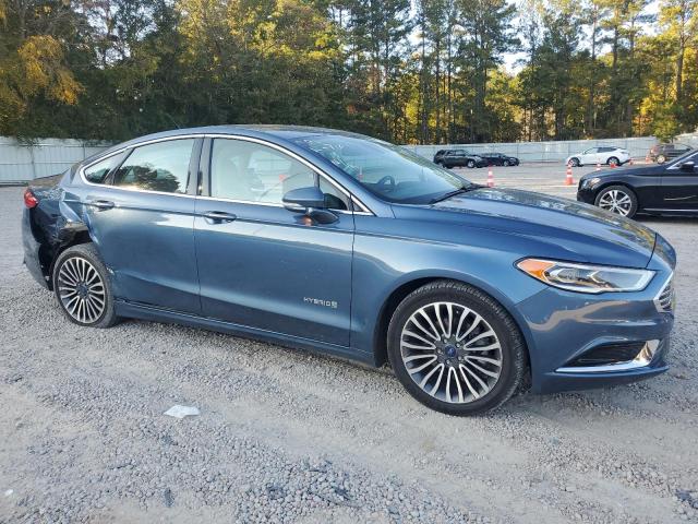 3FA6P0LU4JR213030 - 2018 FORD FUSION SE HYBRID BLUE photo 4