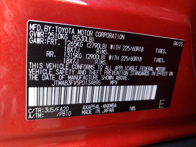 JTMAB3FV5PD134895 - 2023 TOYOTA RAV4 PRIME SE RED photo 13