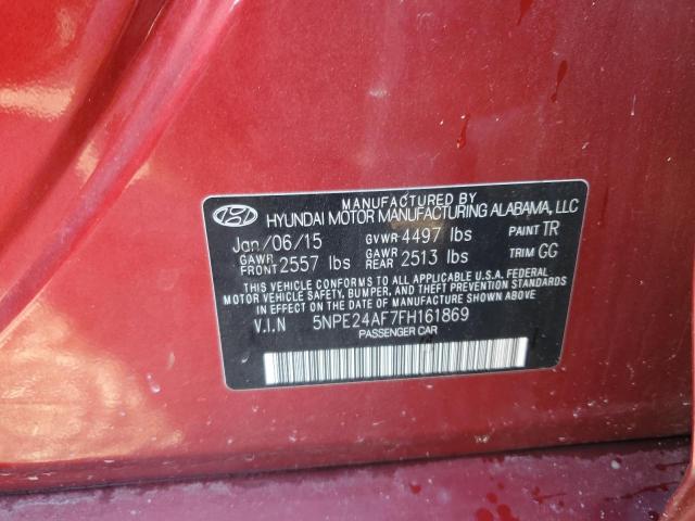 5NPE24AF7FH161869 - 2015 HYUNDAI SONATA SE RED photo 13