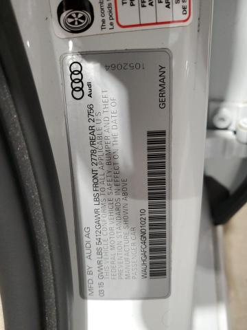 WAUHGAFC4GN010210 - 2016 AUDI A6 PRESTIGE თეთრი ფოტო 12