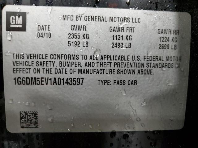 1G6DM5EV1A0143597 - 2010 CADILLAC CTS PERFORMANCE COLLECTION BLACK photo 12