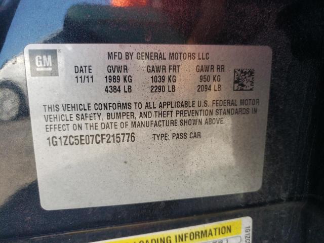 1G1ZC5E07CF215776 - 2012 CHEVROLET MALIBU 1LT 黑色 照片 12