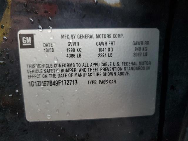 1G1ZH57B49F172717 - 2009 CHEVROLET MALIBU 1LT BLACK photo 13