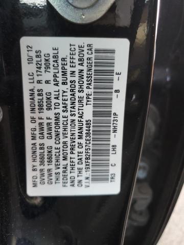 19XFB2F57CE384485 - 2012 HONDA CIVIC LX BLACK photo 12