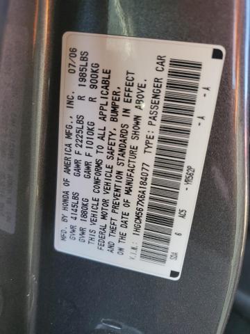 1HGCM567X6A184077 - 2006 HONDA ACCORD EX GRAY photo 12