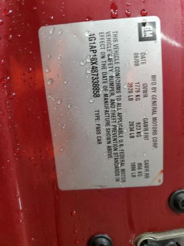 1G1AP18X487338858 - 2008 CHEVROLET COBALT SS RED photo 12