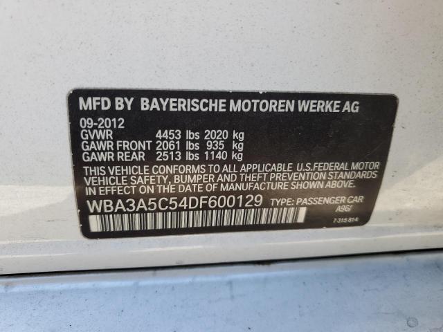 WBA3A5C54DF600129 - 2013 BMW 328 I WHITE photo 12